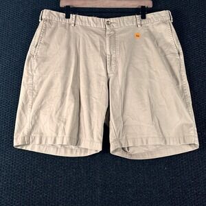 PETER MILLAR Mens Khaki Chino Shorts Size 40 Flat Front Casual Cotton Blend